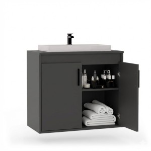 Wisząca łazienkowa szafka pod umywalkę - Grafitowa