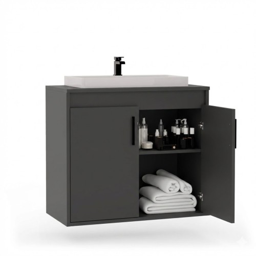 Wisząca łazienkowa szafka pod umywalkę grafitowa