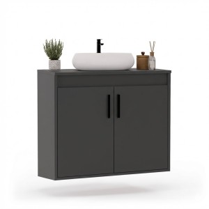 Wisząca łazienkowa szafka pod umywalkę grafitowa