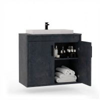Wisząca łazienkowa szafka pod umywalkę - Beton czarny