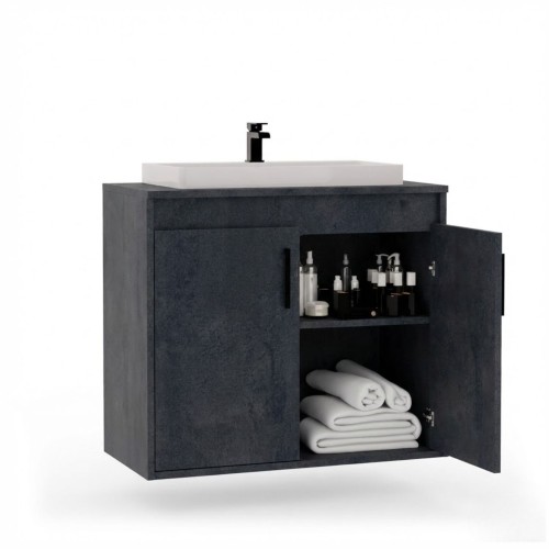 Wisząca łazienkowa szafka pod umywalkę beton czarny