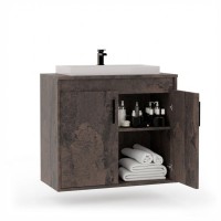 Wisząca łazienkowa szafka pod umywalkę - Beton rdzawy