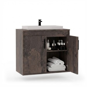 Wisząca łazienkowa szafka pod umywalkę - Beton rdzawy