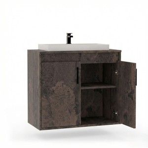 Wisząca łazienkowa szafka pod umywalkę beton rdzawy