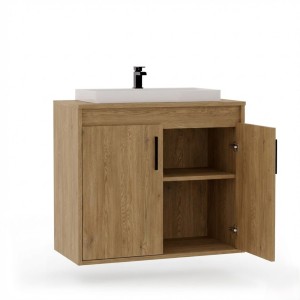 Wisząca łazienkowa szafka pod umywalkę dąb crenoma