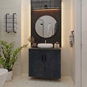 Wisząca łazienkowa szafka pod umywalkę beton czarny
