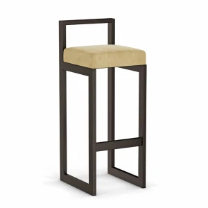 Hoker tapicerowany z oparciem - Biszkoptowy