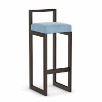 Hoker tapicerowany z oparciem - Błękitny