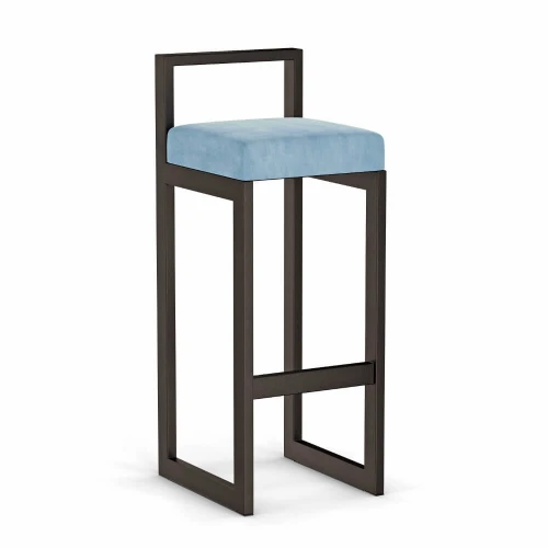 Hoker tapicerowany z oparciem - błękit