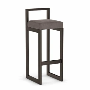 Hoker tapicerowany z oparciem - ciemny szary