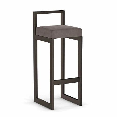 Hoker tapicerowany z oparciem - ciemny szary