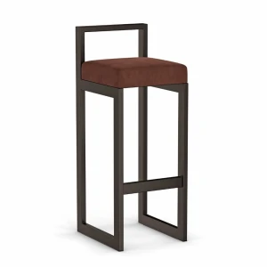 Hoker tapicerowany z oparciem - Brązowy