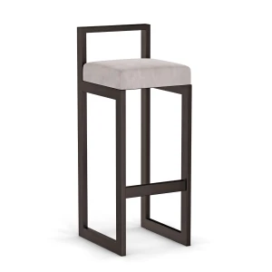 Hoker tapicerowany z oparciem - jasny szary