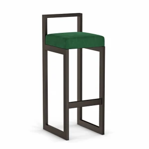 Hoker tapicerowany z oparciem - Butelkowa zieleń