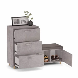 Komoda do przedpokoju z siedziskiem - Beton