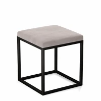 Pufa metalowa tapicerowana - Jasny szary