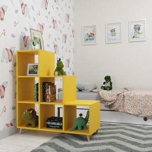 Regał skandynawski schodkowy żółty (6).jpg