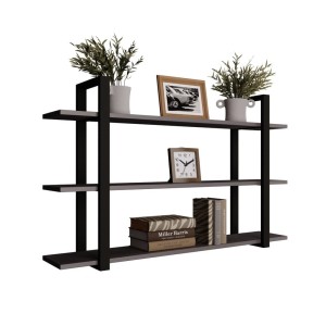 Półka potrójna metalowa grafit loftowa