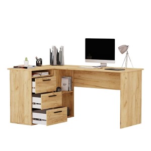 Biurko szkolne narożne Aga - Dąb złoty