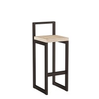 Metalowy Hoker loft z oparciem - Dąb sonoma