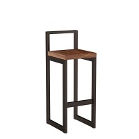 Metalowy Hoker loft z oparciem - Orzech