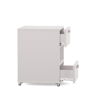 Biały kontenerek — dwie szuflady plus pólka pośrodku.jpg