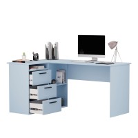 Biurko szkolne narożne Aga - Niebieskie