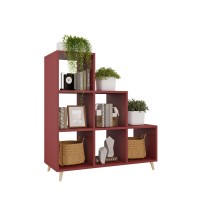 Regał skandynawski schodkowy czerwony - Kolekcja Scandi