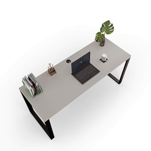 Biurko z metalowymi nogami - Szare (4).jpg