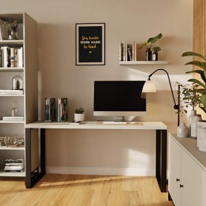 Biurko z metalowymi nogami - Szare (8).jpg