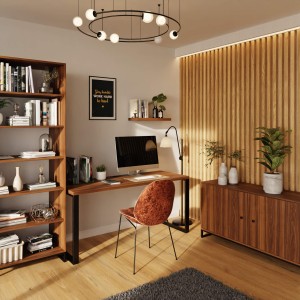 Biurko z metalowymi nogami - Orzech (7).jpg