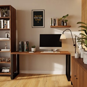 Biurko z metalowymi nogami - Orzech (8).jpg