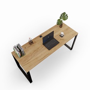 Biurko z metalowymi nogami - Dąb złoty (4).jpg