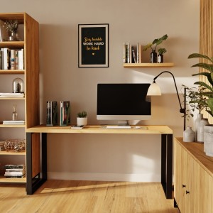 Biurko z metalowymi nogami - Dąb złoty (8).jpg