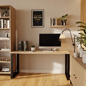 Biurko z metalowymi nogami - Dąb złoty (8).jpg