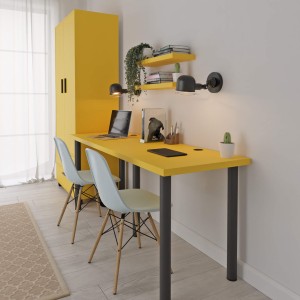 Biurko podwójne Iron Duo - Żółte (6).jpg