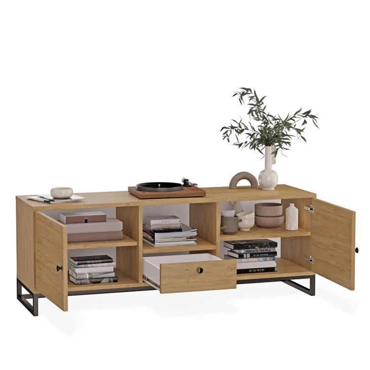 Szafka RTV metalowa z szufladą dab kamienny - kolekcja Metalove (4).jpg