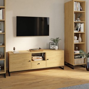 Szafka RTV metalowa z szufladą dab kamienny - kolekcja Metalove (5).jpg