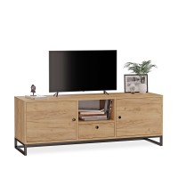 Szafka RTV metalowa z szufladą dąb złoty - kolekcja Metalove