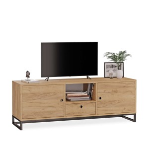 Szafka RTV metalowa z szufladą dąb złoty - kolekcja Metalove