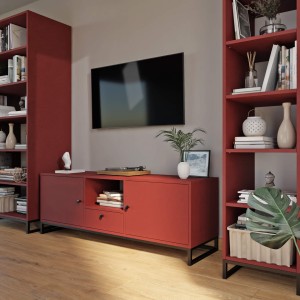 Szafka RTV metalowa z szufladą czerwony - kolekcja Metalove (6).jpg