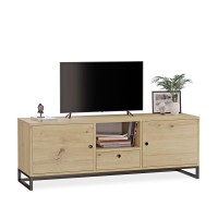 Szafka RTV metalowa z szufladą dąb artisan - kolekcja Metalove