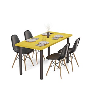 Stolik kuchenny z nogami okrągłymi - żółty (3).jpg