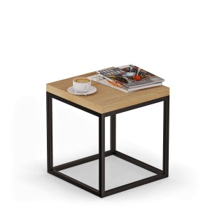 Stolik nocny metalowy - Dąb złoty