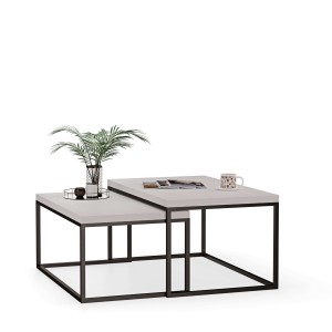 Stolik metalowy podwójny biały - kolekcja Metalove