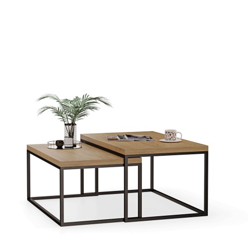 Stolik metalowy podwójny - dąb kamienny (1).jpg