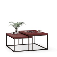 Stolik metalowy podwójny czerwony - kolekcja Metalove