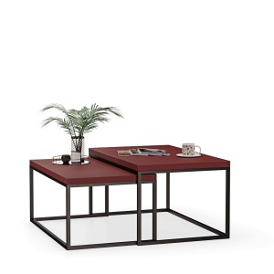 Stolik metalowy podwójny czerwony - kolekcja Metalove