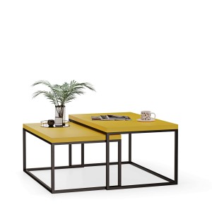 Stolik metalowy podwójny żółty - kolekcja Metalove