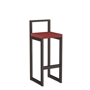 Metalowy Hoker loft z oparciem - Czerwony